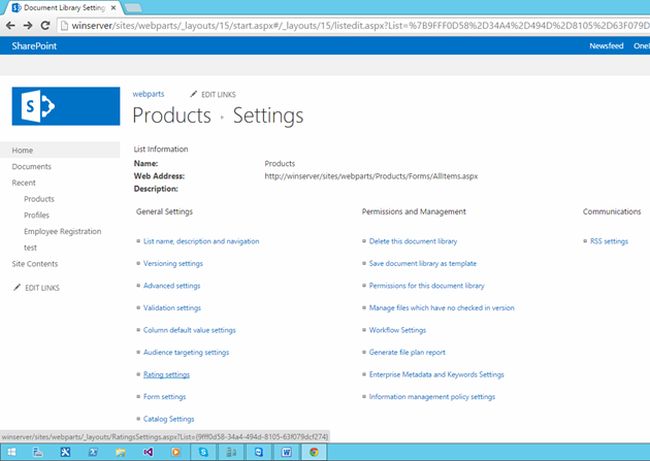 Click on Rating settings